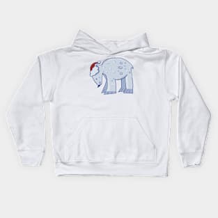 Polar bear in a Christmas hat Kids Hoodie